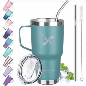 30oz Tumbler with Handle, Stainless Steel Insulated Tumbler with Lid and Straw, Double Wall Vacuum